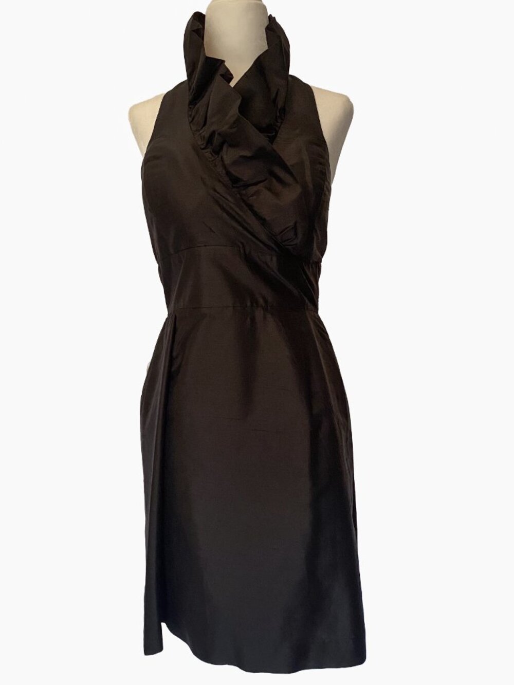 LulaKate Elegant Black Halter Silk Cocktail Party Dress 4 Madelyn